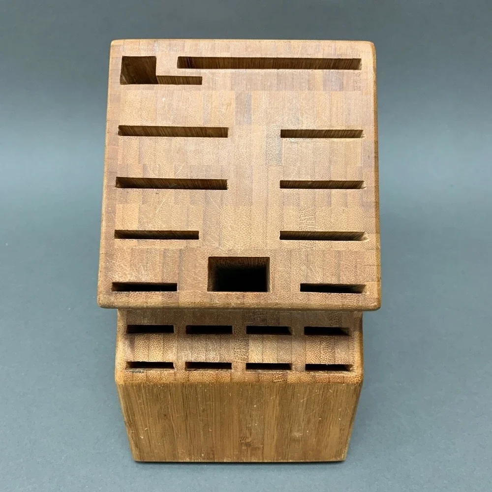 Wooden Knife Block Stand Cutlery Storage Organizer 19 Slots Brown 9